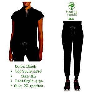 Healing Hands Black Top and Pant Set